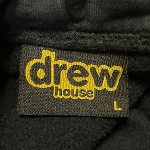 Drew House Black Graphic Logo Long Sleeve Hooded Hoodie Sweater Sweatshirt Top L - Picture 4 of 5